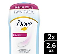 Dove Invisible Solid Powder Antiperspirant Deodorant Stick Twin Pack - 2-2.6 Oz