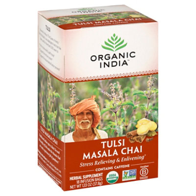 Organic India Tulsi Tea Organic Caffeine Free Masala Chai 18 Count - 1.33 Oz - Image 1