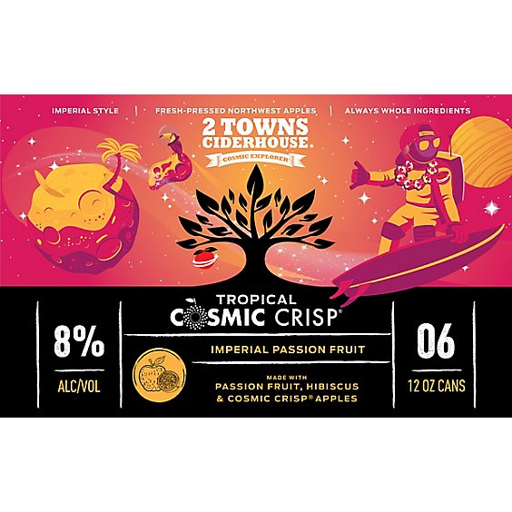 2 Towns Ciderhouse Tropical Cosmic Crisp In Cans - 6 -12 Fl. Oz.