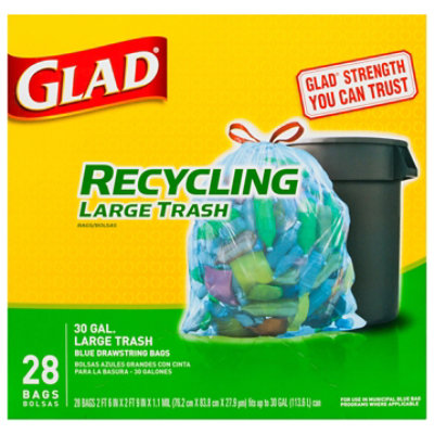 Glad Recycling Blue Large Drawstring Bags, 28 ct - Food 4 Less