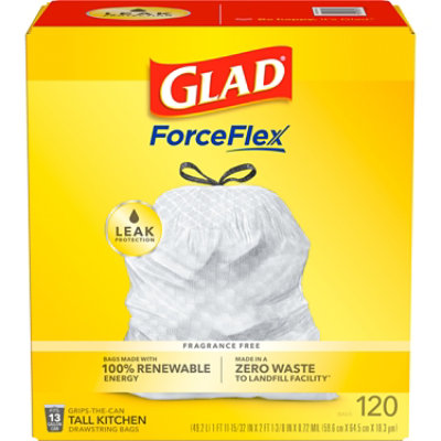 Glad Kitchen Bags Tall Drawstring Reinforcing Bands - 120 Count