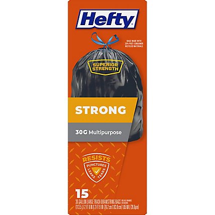 Hefty Trash Bags Drawstring Strong Multipurpose 30 Gallon - 15 Count - Image 4