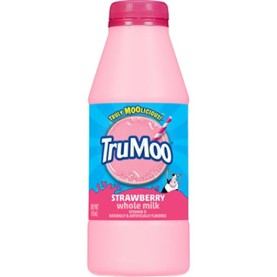 TruMoo Strawberry Whole Milk Vitamin D Plastic Bottle  - 1 Pint - Image 1