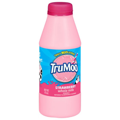 TruMoo Strawberry Whole Milk Vitamin D Plastic Bottle  - 1 Pint - Image 2