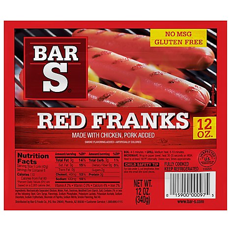 Bar-S Franks Red Meat - 12 Oz