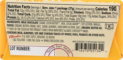 Chocolove Chocolate Bar Mini Milk Chocolate Toffee & Almond - 1.3 Oz - Image 6