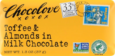 Chocolove Chocolate Bar Mini Milk Chocolate Toffee & Almond - 1.3 Oz - Image 2
