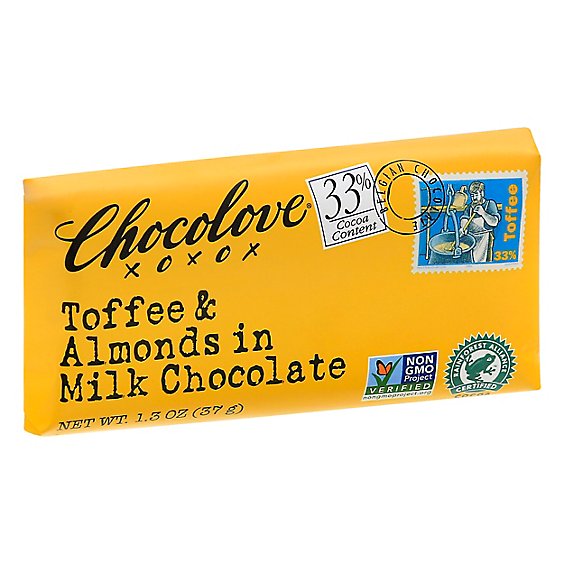 Chocolove Chocolate Bar Mini Milk Chocolate Toffee & Almond - 1.3 Oz