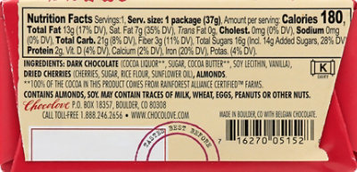 Chocolove Chocolate Bar Mini Dark Chocolate Cherries & Almonds - 1.3 Oz - Image 6