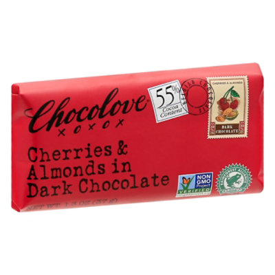 Chocolove Chocolate Bar Mini Dark Chocolate Cherries & Almonds - 1.3 Oz ...