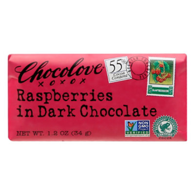 Chocolove Chocolate Bar Mini Dark Chocolate Raspberries - 1.2 Oz