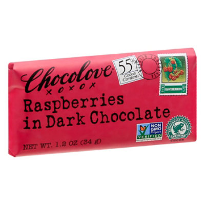 Chocolove Chocolate Bar Mini Dark Chocolate Raspberries - 1.2 Oz