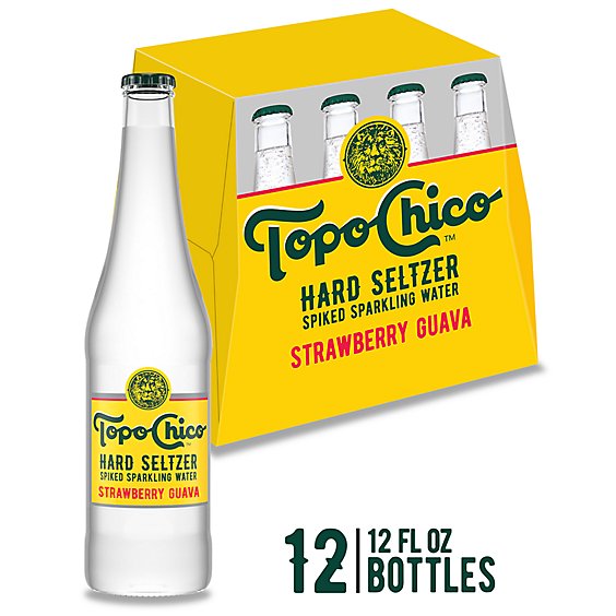 Topo Chico Hard Seltzer Strawberry Guava Hard Seltzer Beer 4.7% ABV Bottles - 12-12 Fl. Oz.