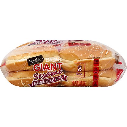 Signature SELECT Buns Hamburger Seeded Giant 8 Count - 20 Oz - Image 2