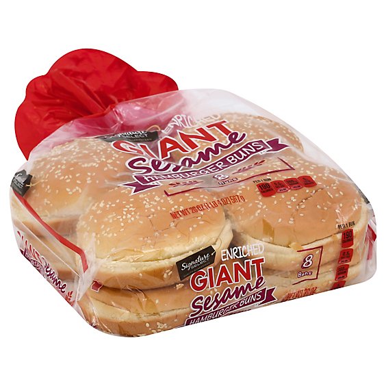 Signature SELECT Buns Hamburger Seeded Giant 8 Count - 20 Oz