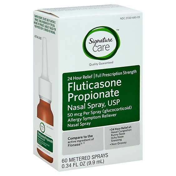 Signature Care Fluricasone Propionate Nasal Spray USP Full Strength - 0.34 Fl. Oz.