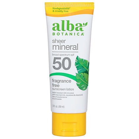 Alba Botanica SPF 45 Fragrance Free Sport Miniral Sunscreen - 4.0 Oz