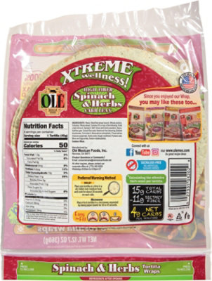 Ole Xtreme Wellness! Tortilla Wraps Flour Spinach & Herb Bag 8 Count - 12.7 Oz - Image 6