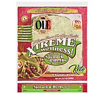 Ole Xtreme Wellness! Tortilla Wraps Flour Spinach & Herb Bag 8 Count - 12.7 Oz