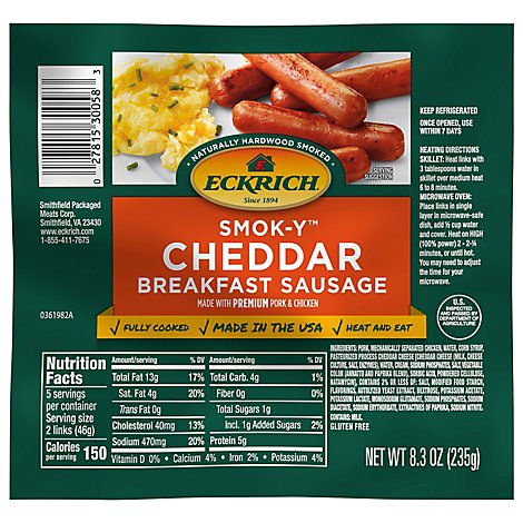 Eckrich Smok-Y Cheddar Breakfast Smoked Sausage Links - 8.3 Oz