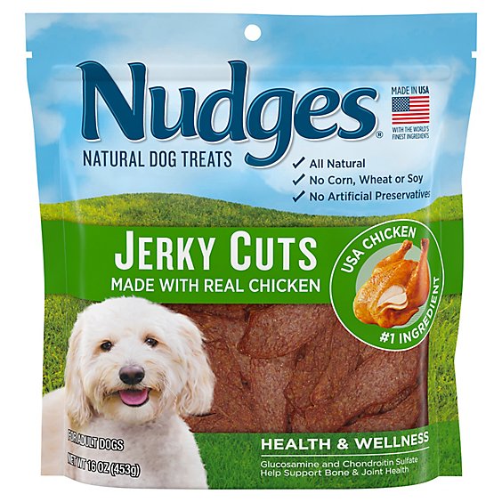 Nudges Natural Dog Treats Health & Wellness Jerky Cuts Made With Real Chicken Pouch - 16 Oz