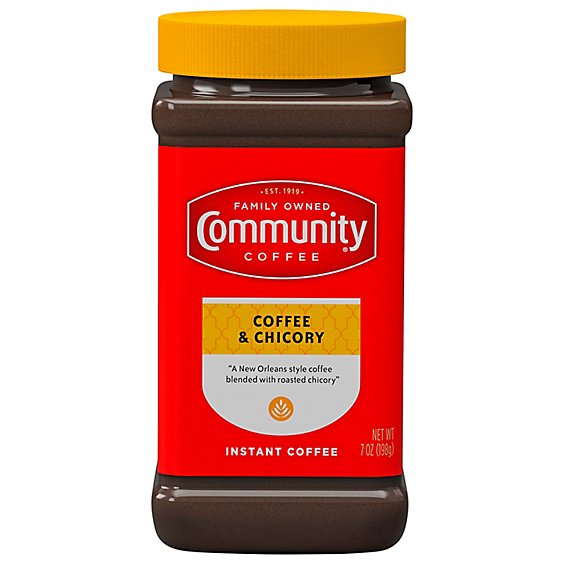 Community Coffee Coffee & Chicory Instant Medium-Dark Roast - 7 Oz