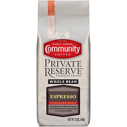 Community Coffee Private Reserve Coffee Whole Bean Extra Dark Roast Espresso - 12 Oz - Image 2