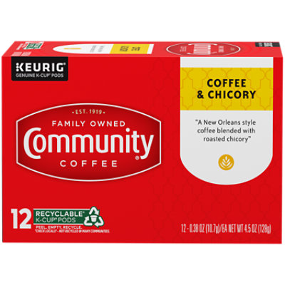 Community Coffee Coffee and Chicory Medium-Dark Roast Single Serve Keurig K-Cup Pods - 12 Count - Image 1