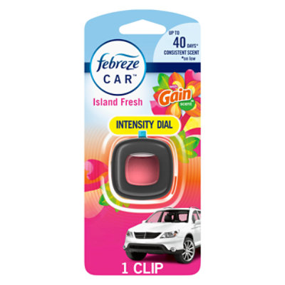 Febreze CAR Air Freshener Vent Clip Odor Eliminating With Gain Island Fresh Scent - 0.06 Fl. Oz.