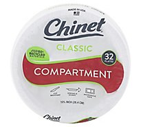 Chinet Dinner Plates Compartment 10 3/8 Inch Classic White Wrapper - 32 Count