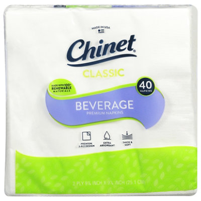 Chinet Napkins Beverage Classic White Wrapper - 40 Count - Image 1