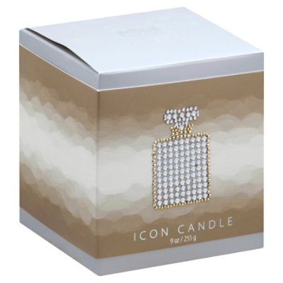 Perfume Bottle Icon Candle In Gold Glass - 9 Oz