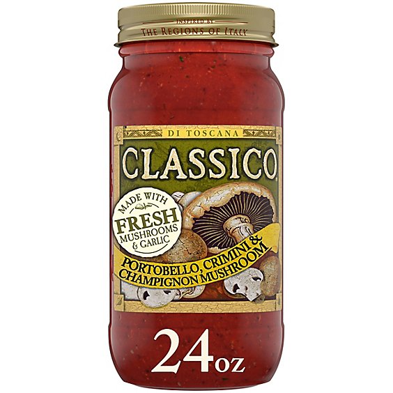 Classico Portobello Crimini & Champignon Mushroom Pasta Sauce Jar - 24 Oz