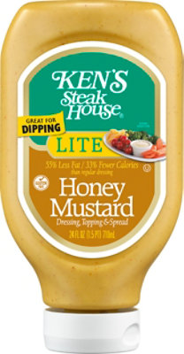 Kens Steak House Dressing Topping & Spread Lite Honey Mustard Squeeze Bottle - 24 Fl. Oz. - Image 1