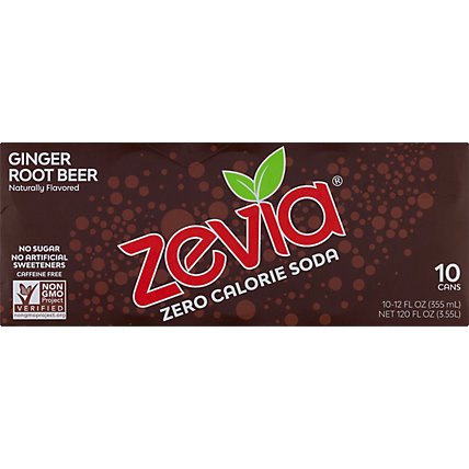 Zevia Root Beer Ginger Zero Calorie Soda - 10-12 Fl. Oz. - Image 1