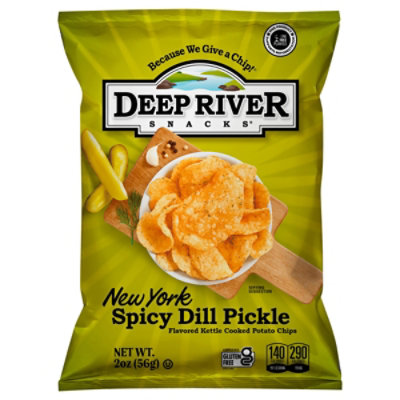 Deep River Snacks Sncacks New York Spicy Dill Pickle Kettle Cooked Potato Chips - 2 Oz - Image 2