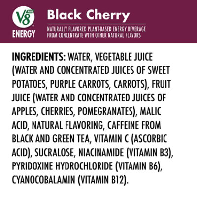 V8 +Energy Black Cherry Juice Energy Drink - 6-8 Fl. Oz. - Image 3