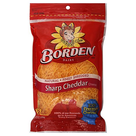Borden Sharp Finely Shredded Cheddar Cheese - 8 Oz