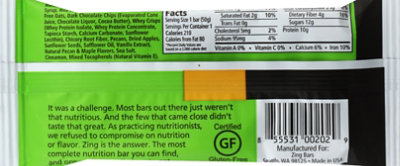 Zing Bar Oatmeal Chocolate Chip Bar - 1.76 Oz - Image 3