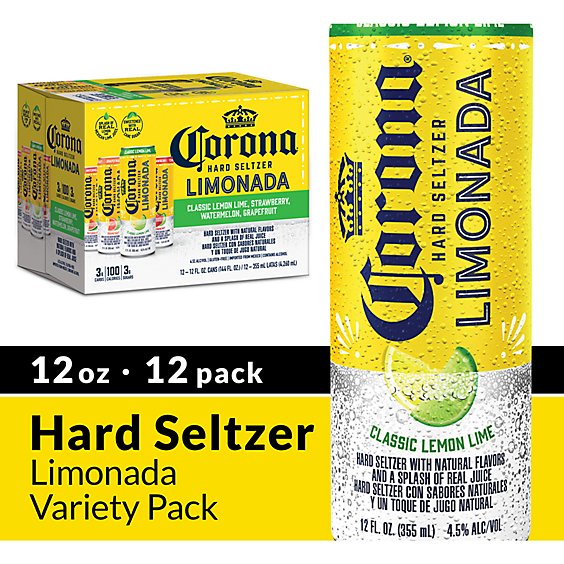 Corona Hard Seltzer Limonada Gluten Free Variety Pack Cans 4.5% ABV - 12 Fl. Oz.