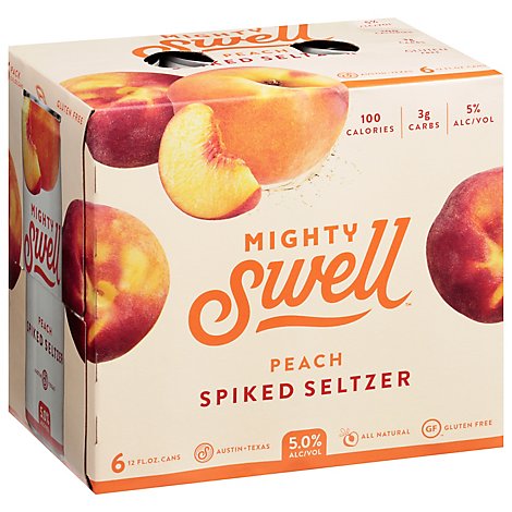 Mighty Swell Peach 6pk In Cans - 6-12 Fl. Oz.