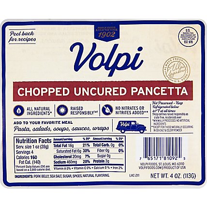Volpini Chopped Pancetta - 4 Oz - Image 2