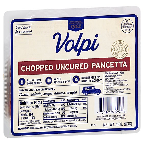 Volpini Chopped Pancetta - 4 Oz