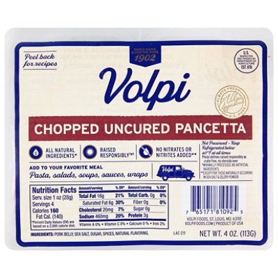 Volpini Chopped Pancetta - 4 Oz - Image 1