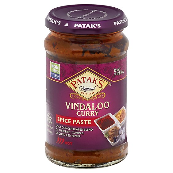 Pataks Paste Curry Spice Vindaloo Hot Jar - 10 Oz