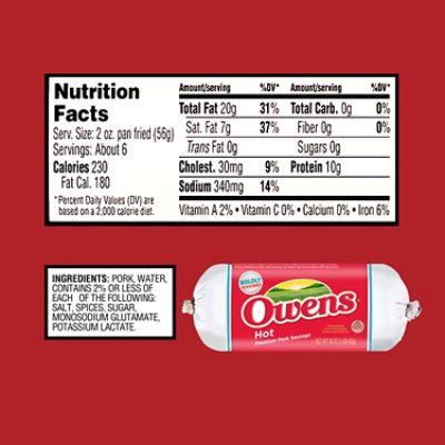 Owens Sausage Hot - 16 Oz - Image 7