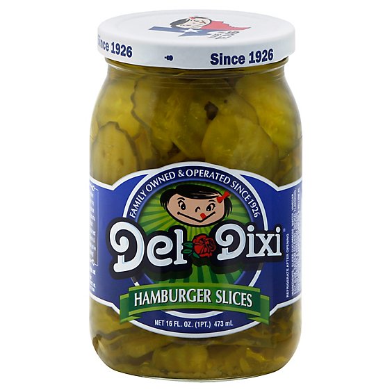 Del Dixi Pickles Hamburger Slice - 16 Fl. Oz.