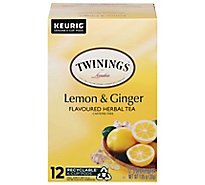 Twinings of London Herbal Tea K-Cup Pods Lemon & Ginger Caffeine Free - 12-0.08 Oz