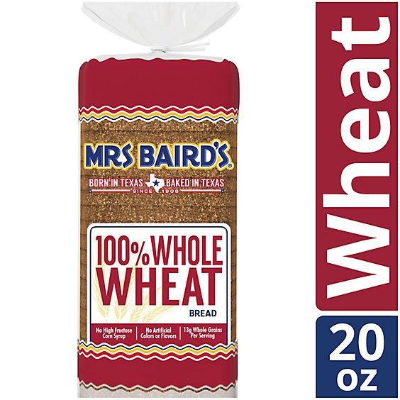 Mrs Baird's 100% Whole Wheat Bread - 20 Oz
