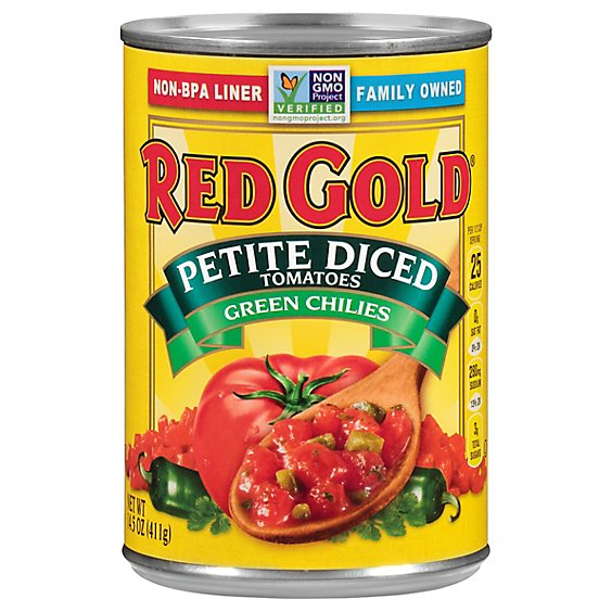 Red Gold Tomatoes Petite Diced Green Chilies - 14.5 Oz